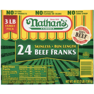 Nathan's Beef Franks 24ct