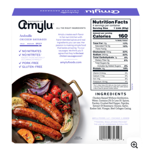 Amylu Andouille Chicken Sausages, 12oz