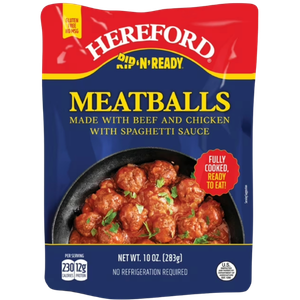 Hereford Meatballs with Spaghetti Sauce, Fully Cooked, Shelf Stable, 10oz