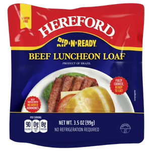 Hereford Fully Cooked Beef Luncheon Loaf, Shelf Stable Pouch, 3.5oz