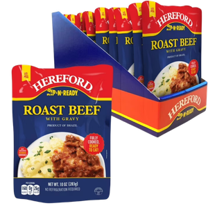 Hereford Fully Cooked Roast Beef with Gravy, Shelf Stable, 10oz each (Case of 12)