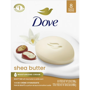 Dove Beauty Bar Women's Bath Soap Shea Butter, 3.75oz 8 Bars