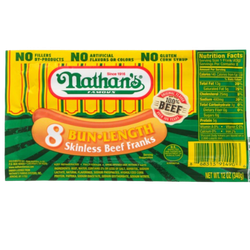 Nathan's Bun Length Beef Franks 12oz