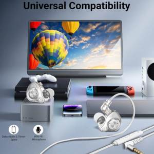 Deep Bass & Crystal Clear Hi-Res Sound,in-Ear Monitor, w/Mic