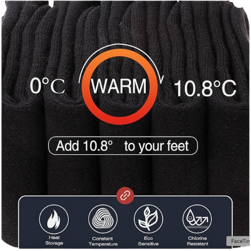 100% Wool Socks, 3 Pk (Black)