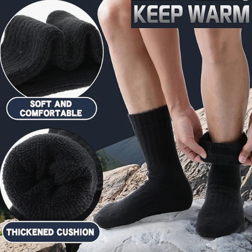 100% Wool Socks, 3 Pk (Black)