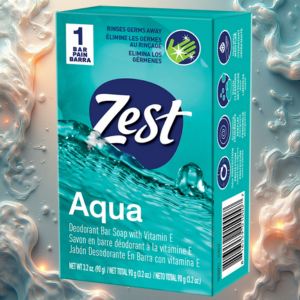 Zest Deodorant Bar Soap, Hydrating Moisture, Aqua 1-Bar