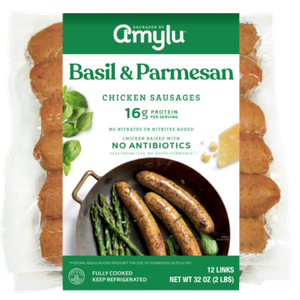 Amylu Basil & Parmesan Chicken Sausage, 2lbs