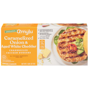Amylu Foods Caramelized Onion Chicken Burgers, 2LBS