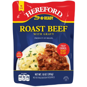 Hereford Fully Cooked Roast Beef with Gravy, Shelf Stable Pouch, 10oz