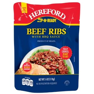 Hereford Beef Ribs with BBQ Sauce, Shelf Stable, 6 oz Pouch