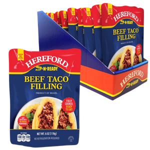 Hereford Fully Cooked Beef Taco Filling, Shelf Stable, 6oz each (Case of 12)