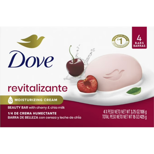Dove Beauty Bar Women's Bath Soap Revitalizante Cherry & Chia Milk, 3.17oz 4 Bars