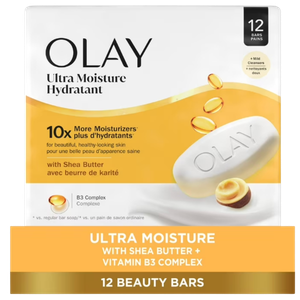 Olay Ultra Moisture Bar Soap, Shea Butter, 3.17 oz, 12 Count