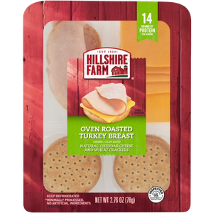 Hillshire Farm Sliced Refrigerated Snack Boxes, Protein, 2.76 oz, Turkey, Cheddar Cheese, Wheat Crackers, Snack pack